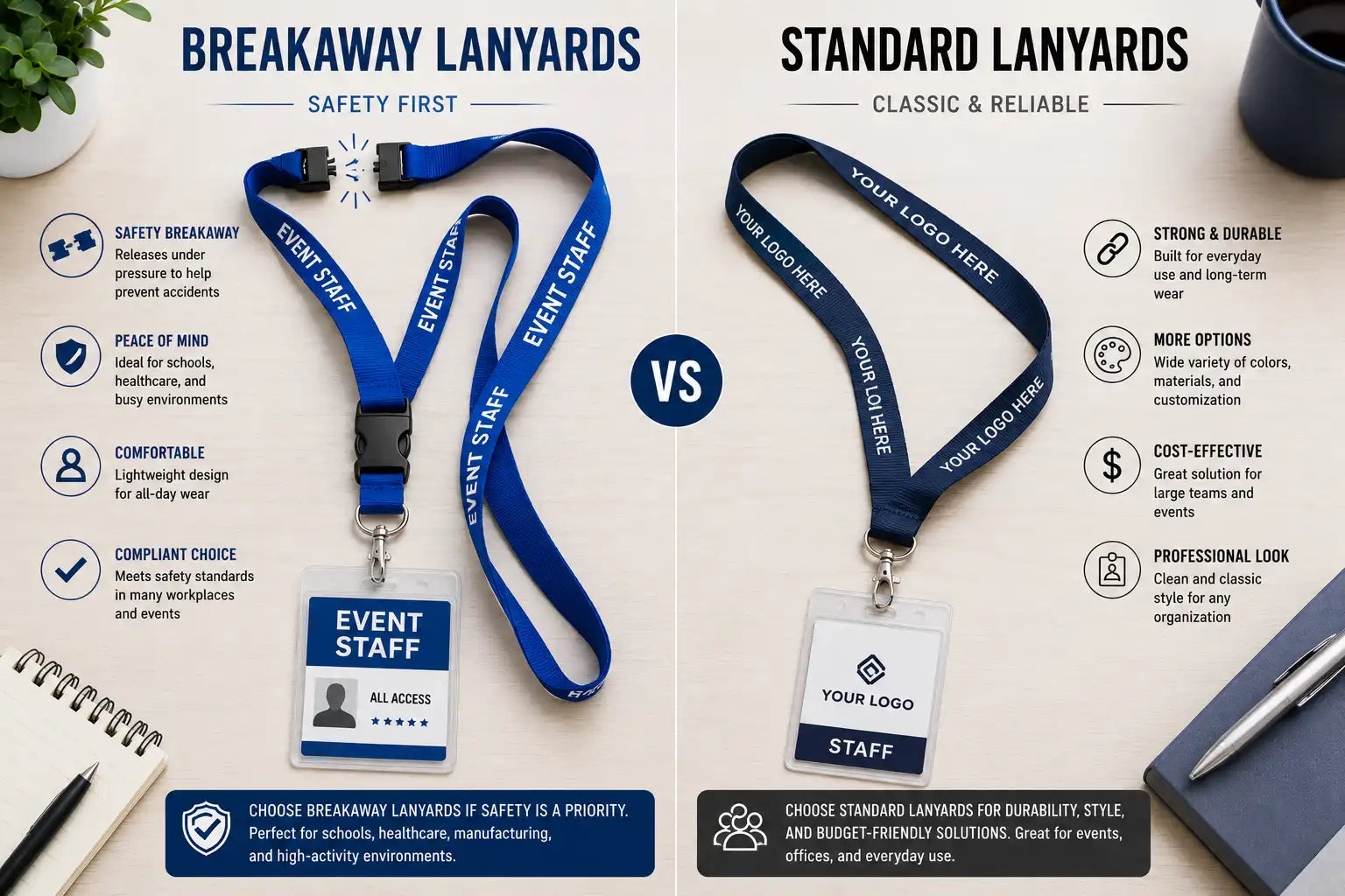 Breakaway Lanyards vs Standard Lanyards: Which Should You Choose for Staff IDs and Events?