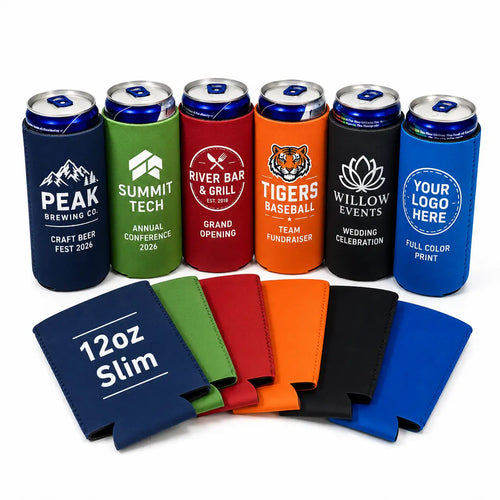 Custom 12oz Slim Can Coolers with Logo — Bulk Order