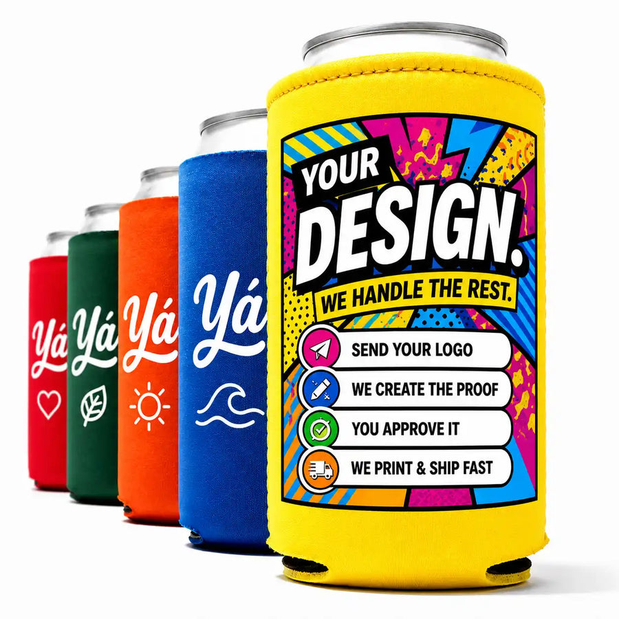 Custom can coolers with logo for bulk orders