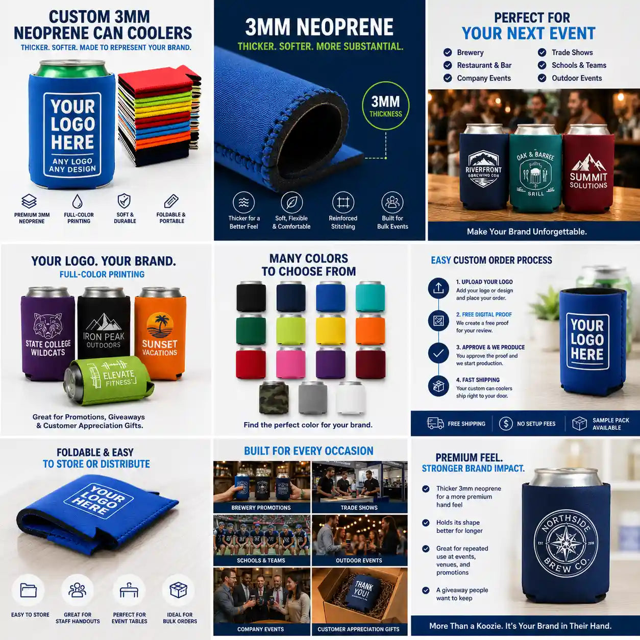 Custom Logo 3mm Neoprene Can Coolers — Bulk Promotional Gifts