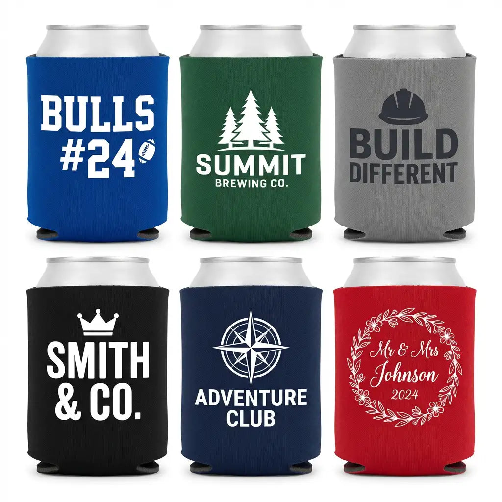 Enfriadores de latas de neopreno personalizados de 12 oz | Económicos a granel 500-1000 unidades